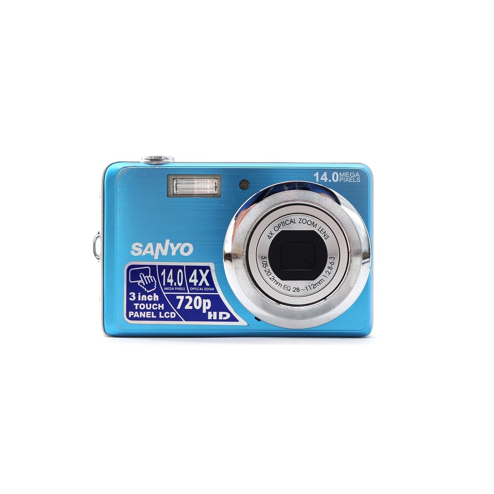 Vtg Sanyo VPC-E1500TP 14MP Blue Digital Camera Digi Zoom AF Point Shoot Y2k